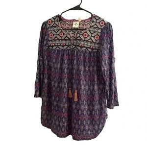 ANTHRO ONE SEPTEMBER TOP SIZE XS MULTI COLORS TOP WITH EMBROIDERY